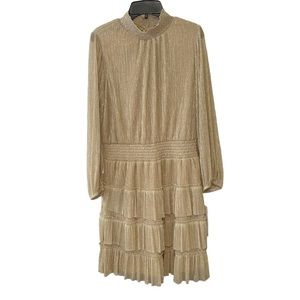 Elegant Gold Long Sleeve Dress